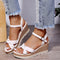White wedge sandals with strap for women