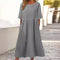 Robe Femme Grise Manches Courtes avec Poches