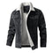 Black corduroy jacket lined with sherpa for men