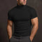 Maglia nera a collo alto da uomo maniche corte