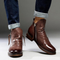 Bottes en cuir marron pour homme avec fermeture éclair