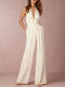 Combinaison Femme Blanche Sans Manches Décolleté Plongeant