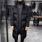 Manteau long matelassé noir pour homme avec capuche