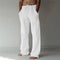 Pantalon en lin blanc pour homme, décontracté, taille élastique